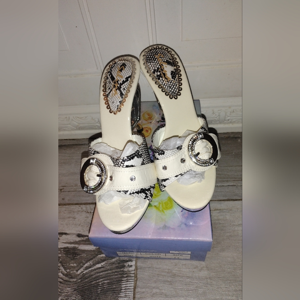 Selena White Snakeskin Women's Sandals